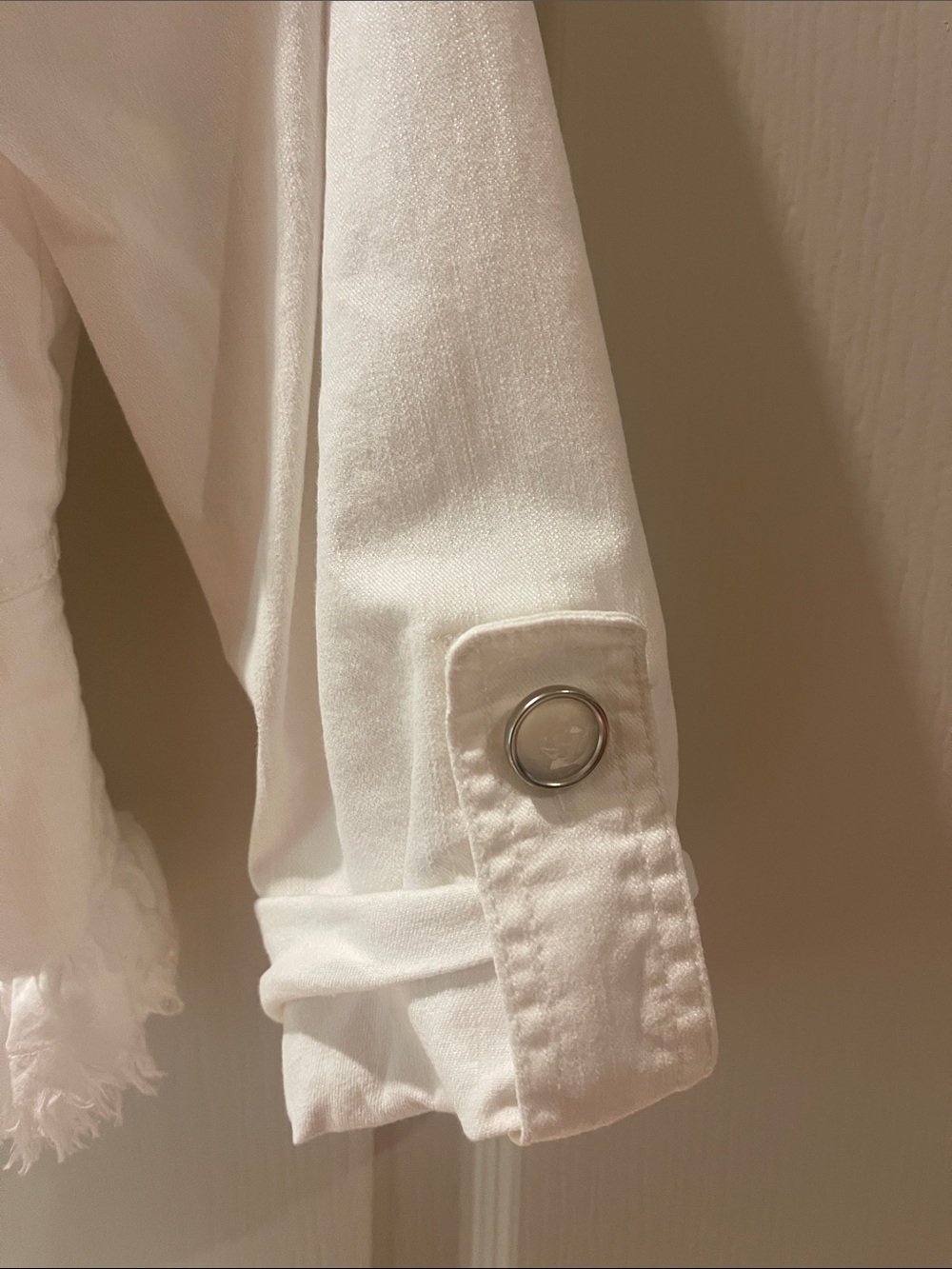 Ruby Rd. White Frayed-Trim Jean Jacket - Picture 5 of 5